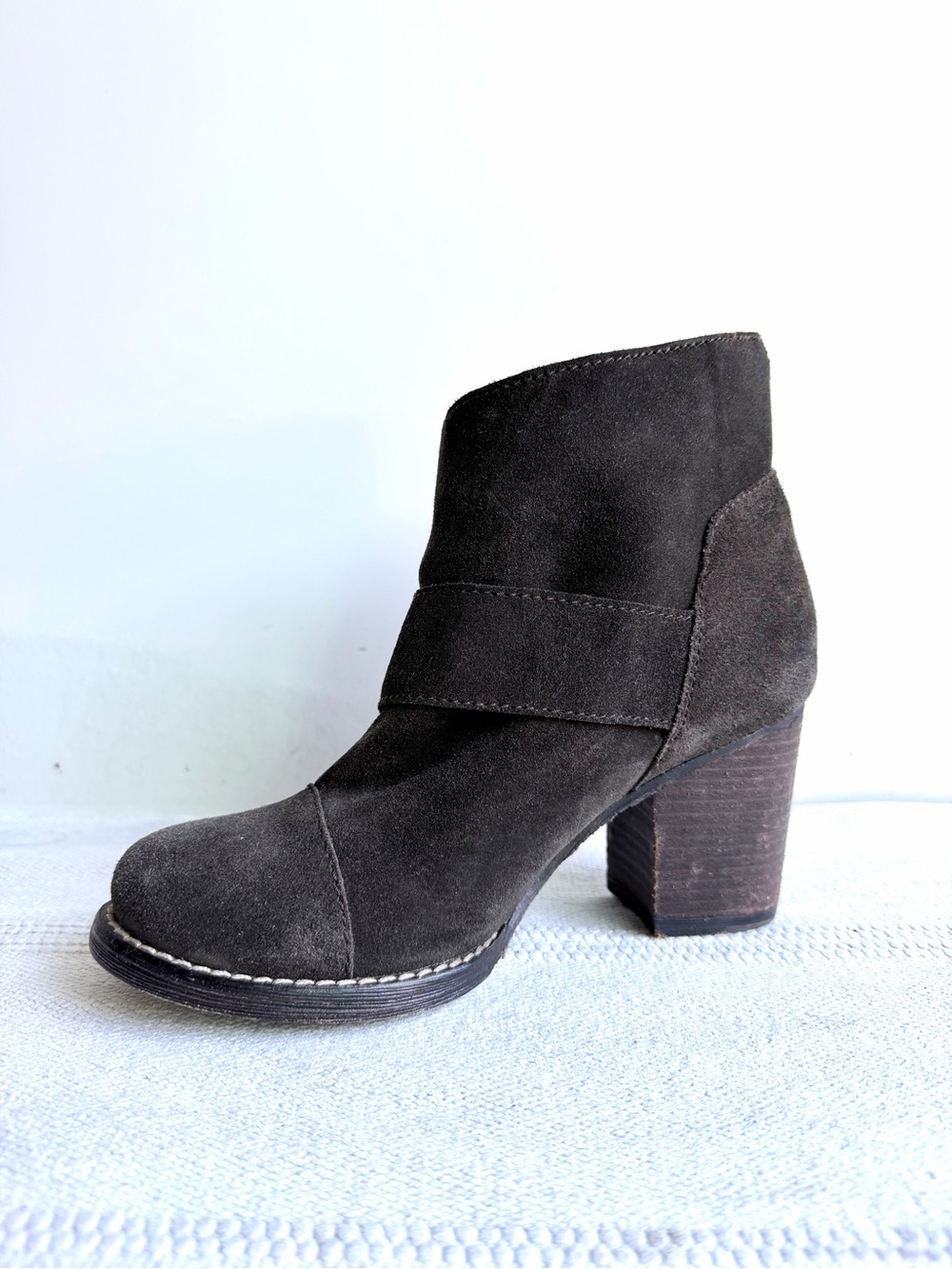 Joie’s Dark Brown Suede Ankle Boots with Block Heel